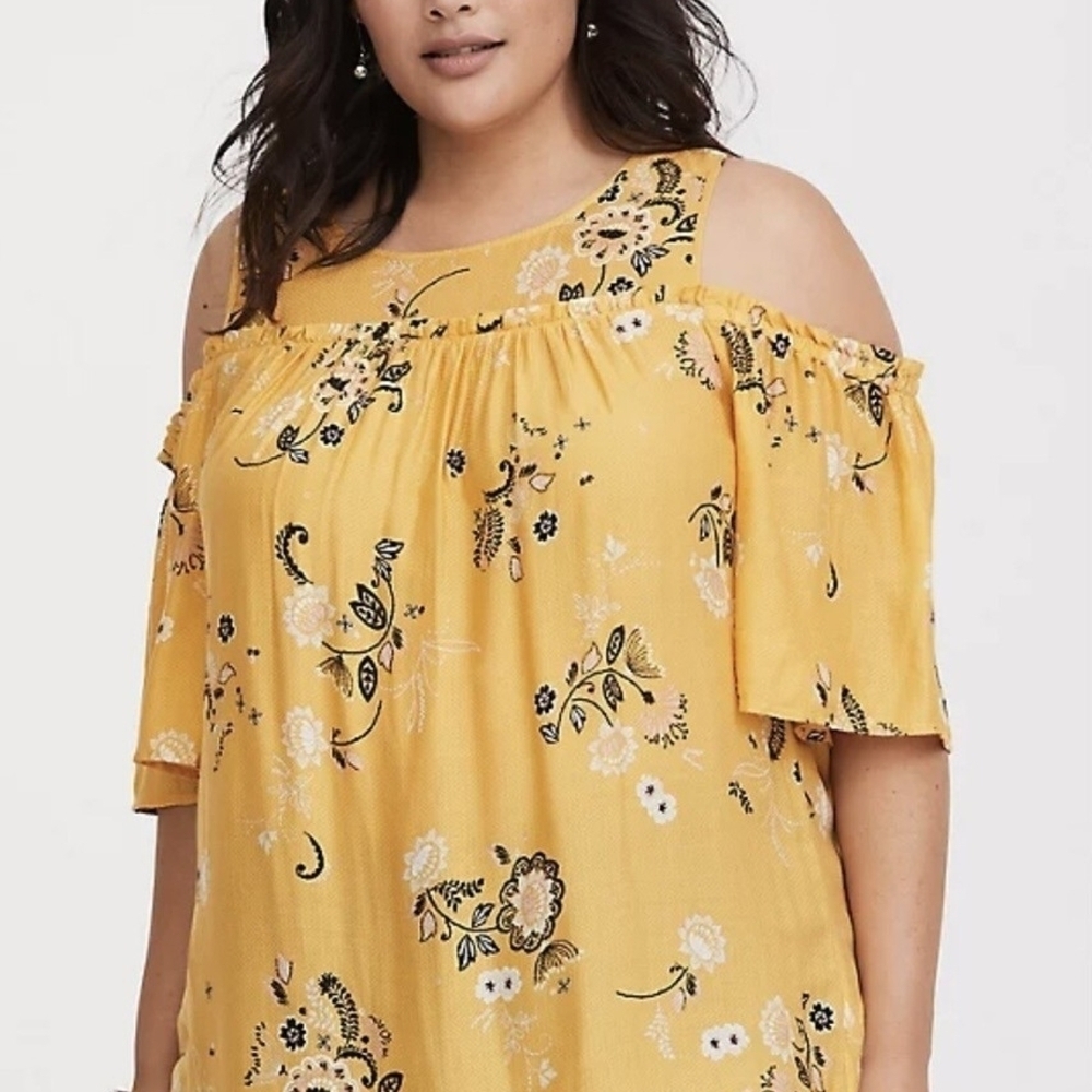 Torrid Mustard Floral Off-Shoulder Blouse